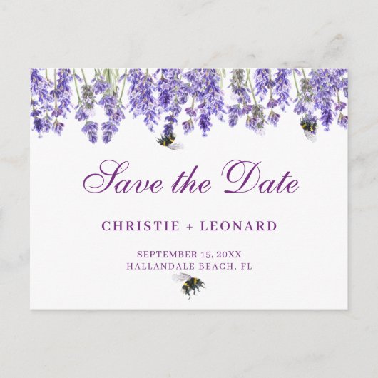 Lavander Simple Elegant Save the Date Briefkaart (Voorkant)