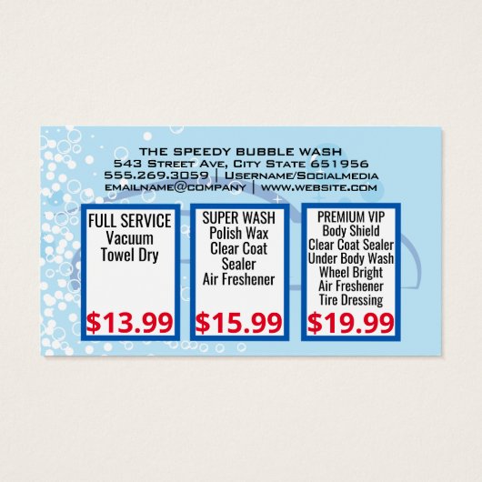 Lave-auto | Bulles de savon | Graphique automobile (Dos)