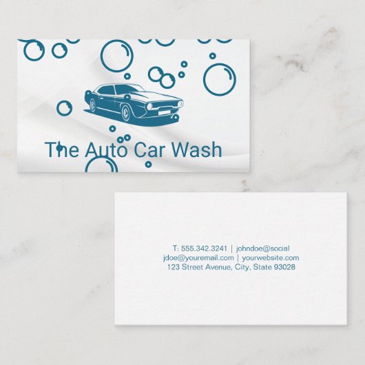 Lave-auto | Carte de visite de nettoyage automatiq (Devant / Derrière)