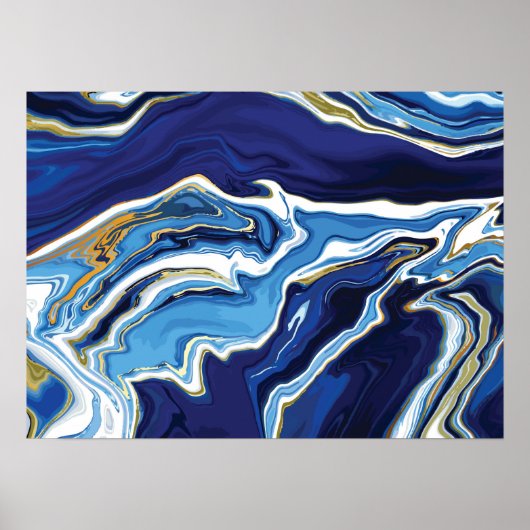 Lave bleue - Marbre - Art Abstrait - Poster (Devant)
