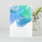 Lave couleur bleu vert Grad Party Invitation (Debout devant)