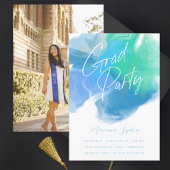 Lave couleur bleu vert Grad Party Invitation