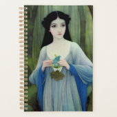 Lave-encre illustration de la belle femme à Woods (Devant)