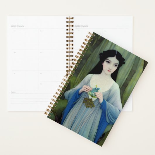 Lave-encre illustration de la belle femme à Woods (Devant avec enveloppe)