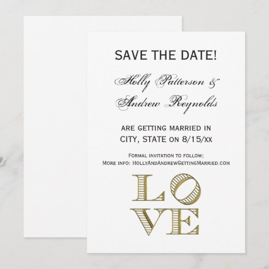 LAVE grafische tekst - Faux Gold Kaart (Voorkant / Achterkant)