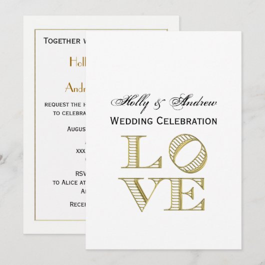 LAVE grafische tekst - Faux Gold Kaart (Voorkant / Achterkant)