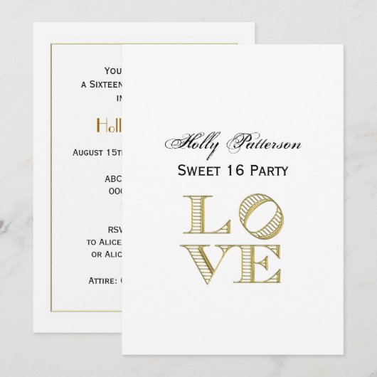 LAVE grafische tekst - Faux Gold Kaart (Voorkant / Achterkant)