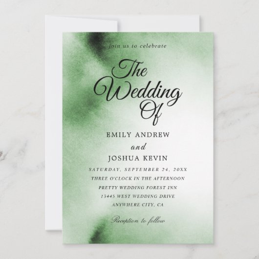 Lave-linge couleur verte | Faire-part de mariage v (Devant)