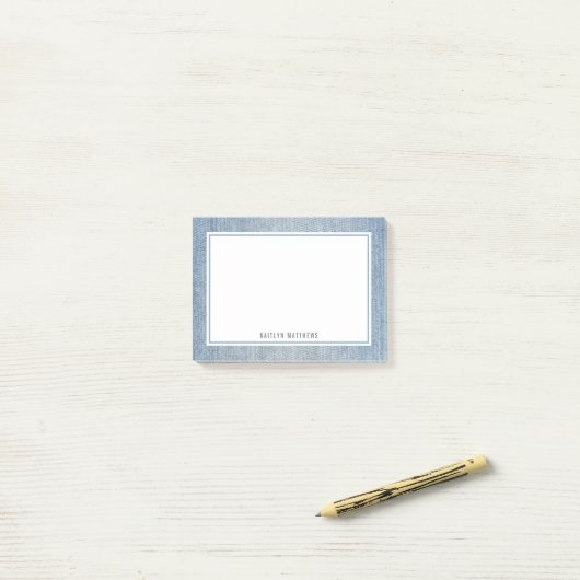 Lave-linge moderne Denim Jeans Texture Nom Post-it (Sur un bureau)