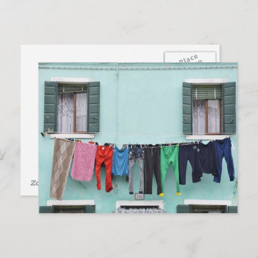 Lave-linge séché par linge, carte postale (Devant / Derrière)