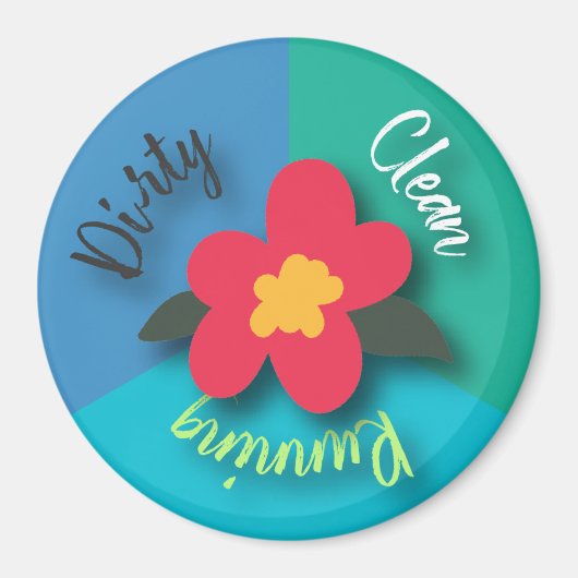 Lave-vaisselle Magnet Joli Fleur de cuisine propre (Devant)