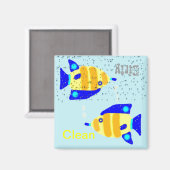 Lave-vaisselle sale magnets - poisson jaune bleu (Recto/Verso)
