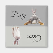 Lave-vaisselle sale propre Magnet Bunny Rabbit Que (Devant)