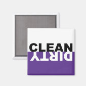 Lave-vaisselle sale propre Magnet pourpre (Recto/Verso)