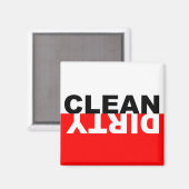 Lave-vaisselle sale propre Magnet rouge (Recto/Verso)