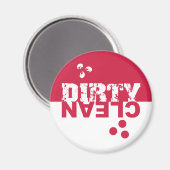 Lave-vaisselle sale/propre Magnet rouge et blanc (Recto/Verso)