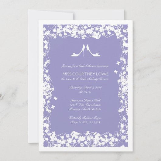 Lavendar Chaussures Invitation à la douche nuptial (Devant)