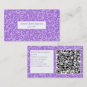 Lavendar Fleurs QR Code Carte de visite mignon (Devant / Derrière)