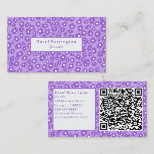 Lavendar Fleurs QR Code Carte de visite mignon