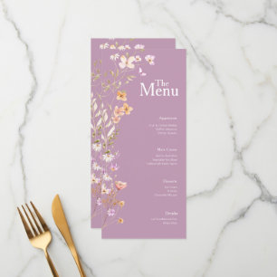 Lavendar Flowers Mariage Menu Événement Décor Tabl