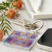Lavendar Lovie Bloemen Acryl Sleutelhanger (Voorkant Rechts)