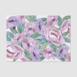 Lavendar Paarse Waterverf Rozen Flowers Decoupage Tissuepapier