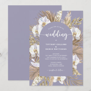 Lavendar Pampas Grass Arch Wedding Invitation Kaart