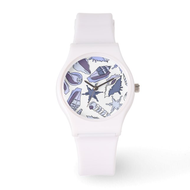Lavendar Seashells Horloge (Voorkant)