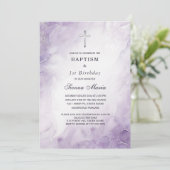 Lavende Girl First Birthday and Baptism Invitation (Debout devant)