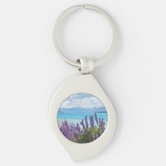 Lavendel aan de oever van het meer sleutelhanger (Voorkant)