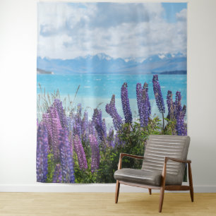 Lavendel aan de oever van het meer wandkleed
