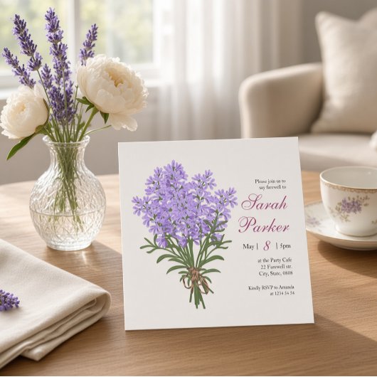Lavendel Afscheidsfeest Vierkant Uitnodiging