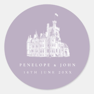 Lavendel Antieke Kasteel Bestemming Trouwen Ronde Sticker