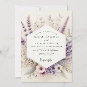 Lavendel Aquarel Weide Bruiloft Kaart