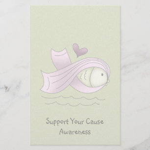 Lavendel Awareness Ribbon Fish Stationery Briefpapier