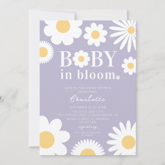 Lavendel Baby In Bloom Baby Shower Uitnodiging (Voorkant)