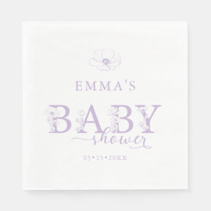 Lavendel Baby Shower   Elegante Wilde Bloemen Bloe Servet