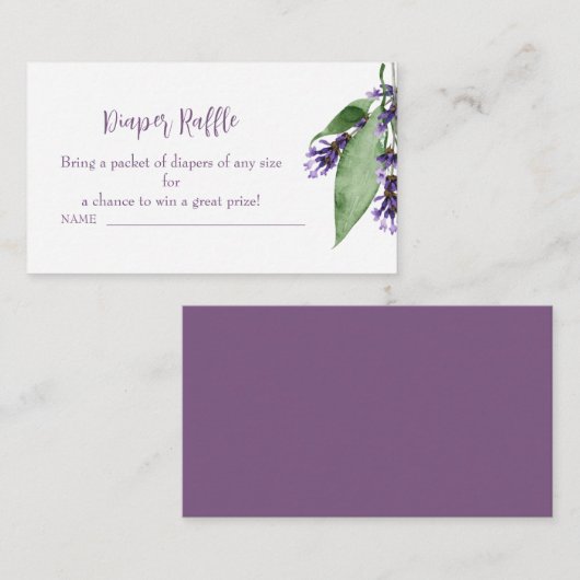 Lavendel Baby shower Luier Raffle Enclosure Informatiekaartje