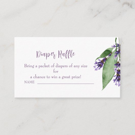 Lavendel Baby shower Luier Raffle Enclosure Informatiekaartje (Voorkant)