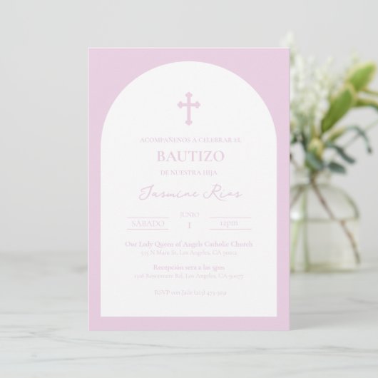 Lavendel Bautizo Invitación Baptism Uitnodiging (Staand voorkant)