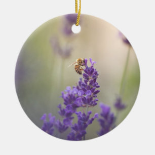 Lavendel Bee Natuur Foto Keramisch Ornament