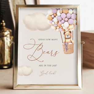 Lavendel Beer ballonnen raden hoeveel Beren tekene Foto Afdruk