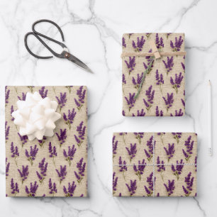Lavendel Beige Bloemige Botanische Paarse Beige Inpakpapier Vel