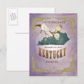 Lavendel Bewaar de datum -KY kaart met mooie vogel (Voorkant / Achterkant)