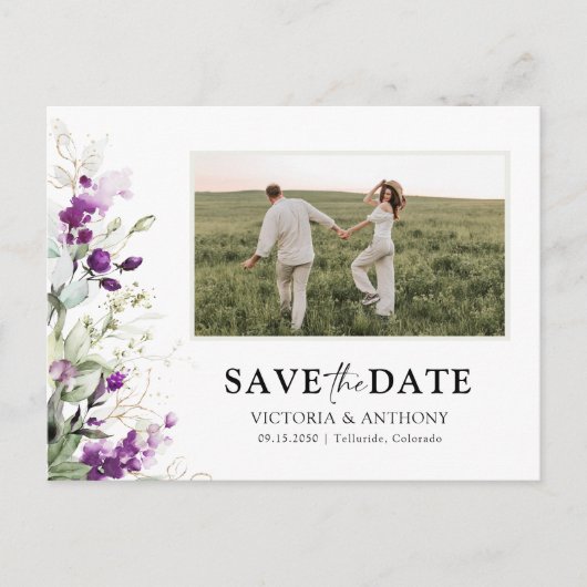 Lavendel Bewaar de datum met Photo Briefkaart (Voorkant)