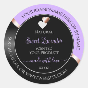 Lavendel Black Wavy Roos Gold Hearts Product Label