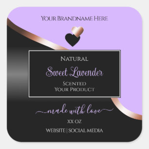 Lavendel Black Wavy Roos Gold Hearts Product Label