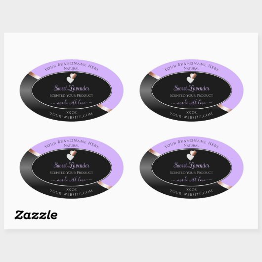Lavendel Black Wavy Roos Gold Hearts Product Label (Vel)