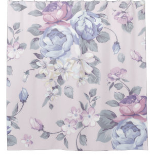 lavendel, blauw, rozen, Victoriaans land, sjofel, Douchegordijn