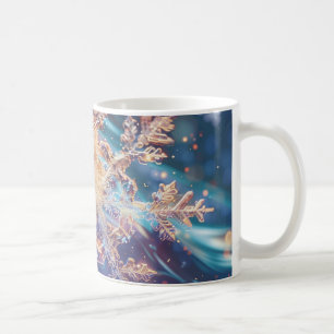 Lavendel/Blauwe Kerst Sneeuwvlok Digitale Kunst Koffiemok